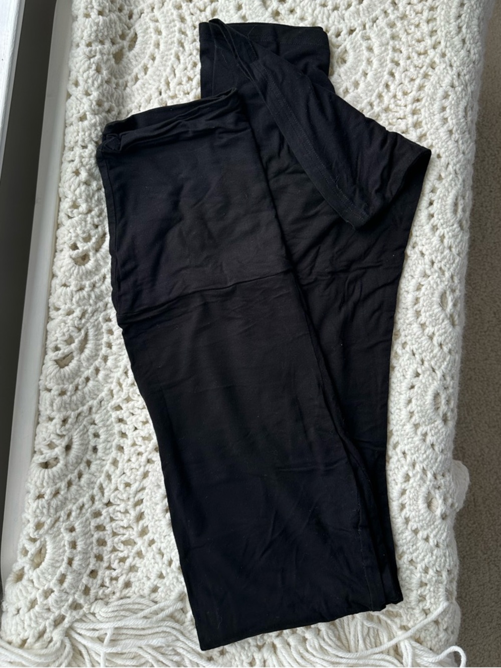 Black Foldover Flare Leggings